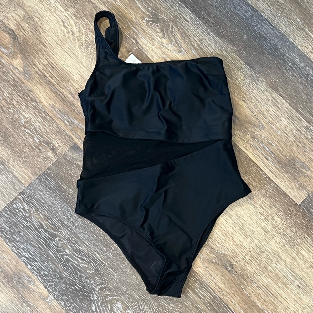 Cupshe Forest Adventure Solid Mesh One Shoulder One Piece Swimsuit